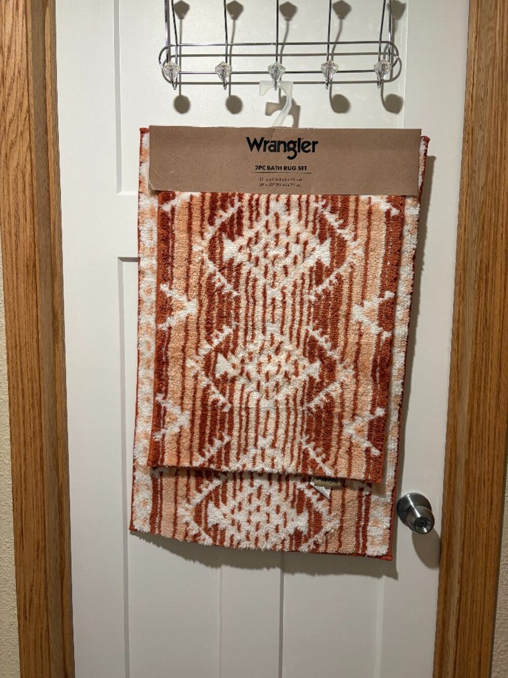 Wrangler Jericho Orange Western 2 Piece Bath Rug Set 17x24 20x30 NWT